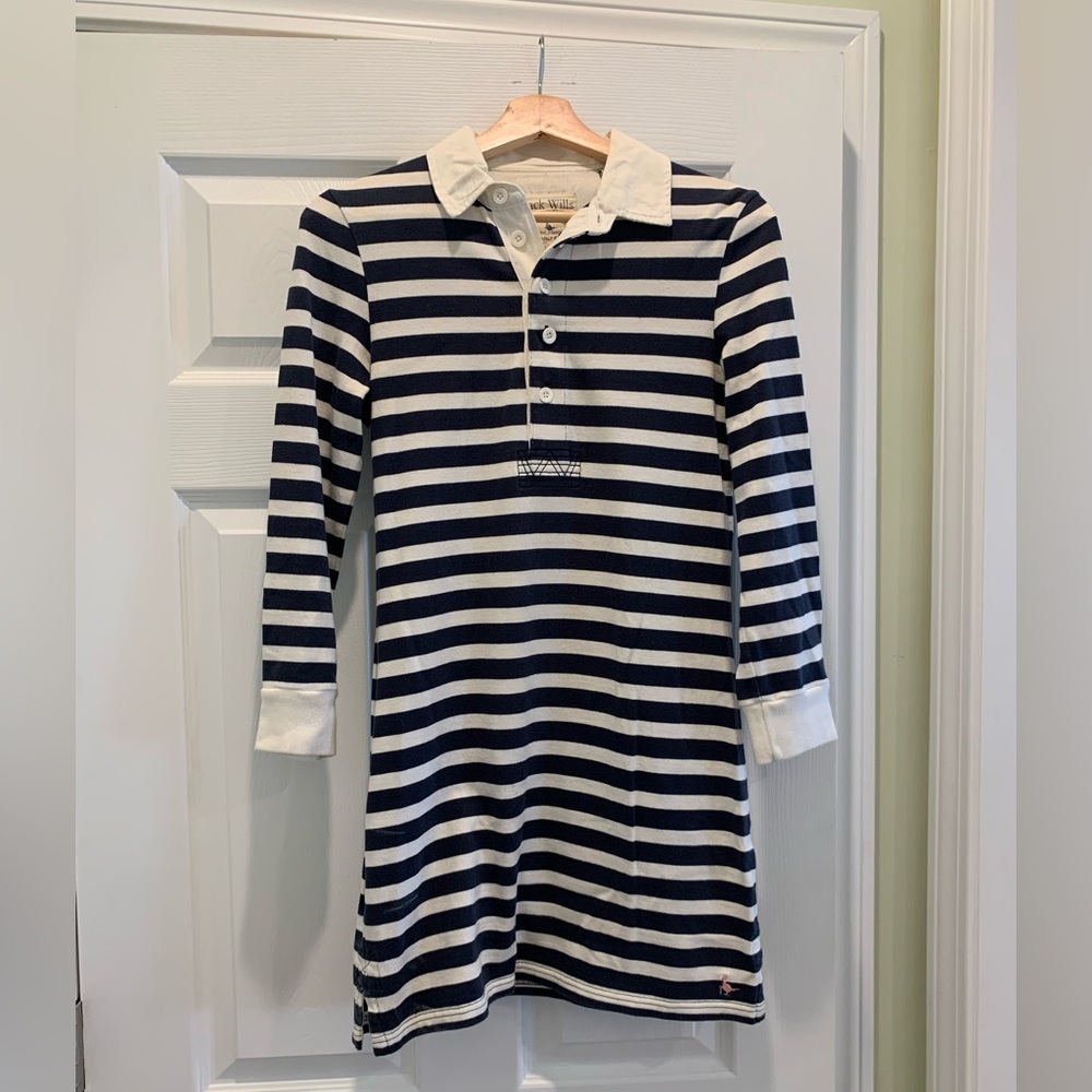 Jack Wills Navy and White Stripped Dress
